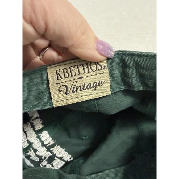 KBETHOS Vintage Distressed Dad Hat Green Graphic Quote Strapback Cap Grunge New - Picture 9 of 10